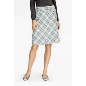 TALBOTS women's WOOL BLEND PLAID LINED IVORY MULTI PENCIL SKIRT SIZE 10